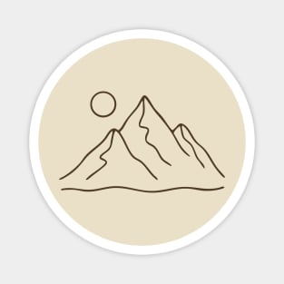 Minimal Mountain Line Art Magnet